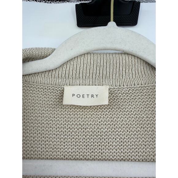 Poetry Womens Knit Cardigan Jacket Size 13 Oatmeal Cotton Hemp Sustainable - Picture 4 of 9